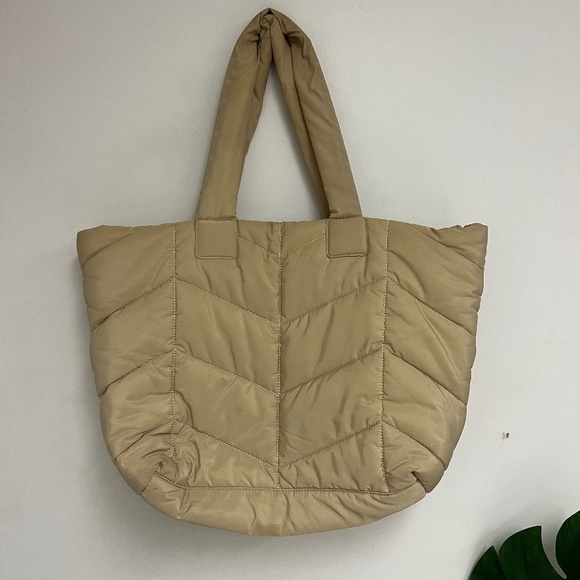 Topshop Handbags - topshop tan quilted puffer tote bag
